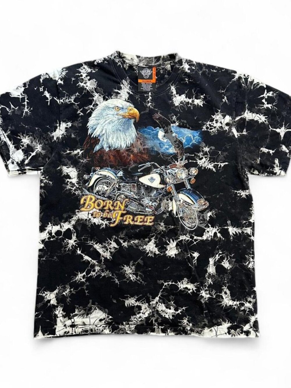 Vintage Tie Dye Eagle Motorcycle T Shirt Mens XL Rock Eagle Biker Acid Wash